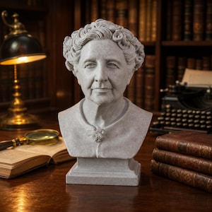 Agatha Christie Bust | Mystery Author Statue | Detective Fiction Decor | Literary Gift | Christmas & Halloween Gift