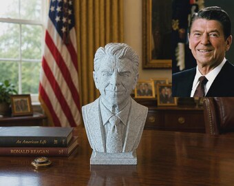 Ronald Reagan Bust, 3D Printed Presidential Statue, US President Desk Decor, History Lover Gift, Office Shelf Decor