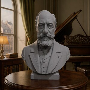 Camille Saint-Saëns Bust, French Composer Statue, Classical Music Decor, 3D Printed Sculpture, Music Lover Gift