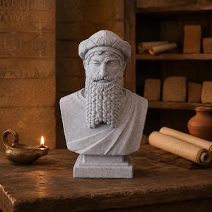 Hammurabi Bust Statue | Ancient Babylonian King Sculpture | Code of Hammurabi Decor | History Gift | Christmas Halloween Gift