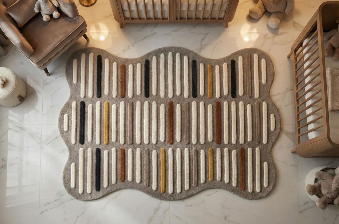 Neutral Tufted Rug Pattern Tufted Rug Neutral Linear Sculpted Pattern Modern Minimalist Statement ...