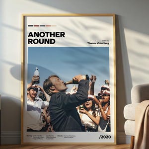 Filmaffisch med Another Round – Minimalistisk filmkonsttryck, Mads Mikkelsen Druk väggkonst
