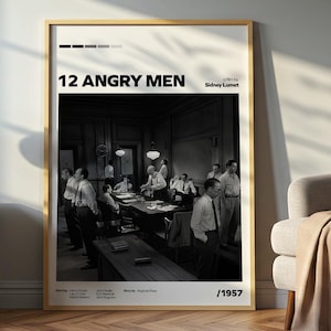 Filmaffisch med 12 Angry Men, klassiskt rättssalsdrama, vintagefilmkonst
