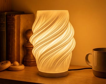 3D Printed Table Lamp, Japandi Wabi Sabi Night Light, Warm Ambient Bedside Lamp