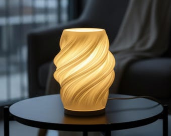 3D Printed Table Lamp, Japandi Wabi Sabi Night Light, Warm Ambient Bedside Lamp