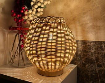 Rattan Table Light, Bedside Table Lamp, Cozy Lighting, Wicker Lampshade