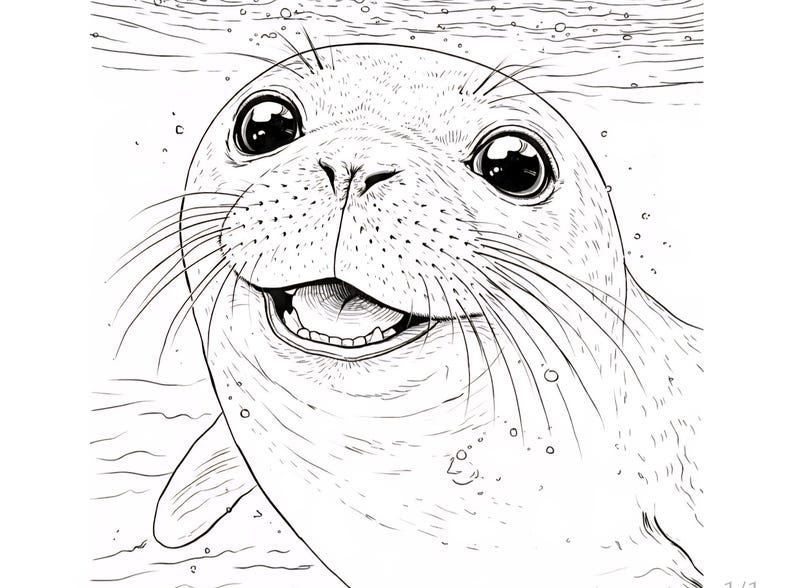 Hawaiian Monk Seal Coloring Page Printable | Cute Ocean Animal Coloring ...