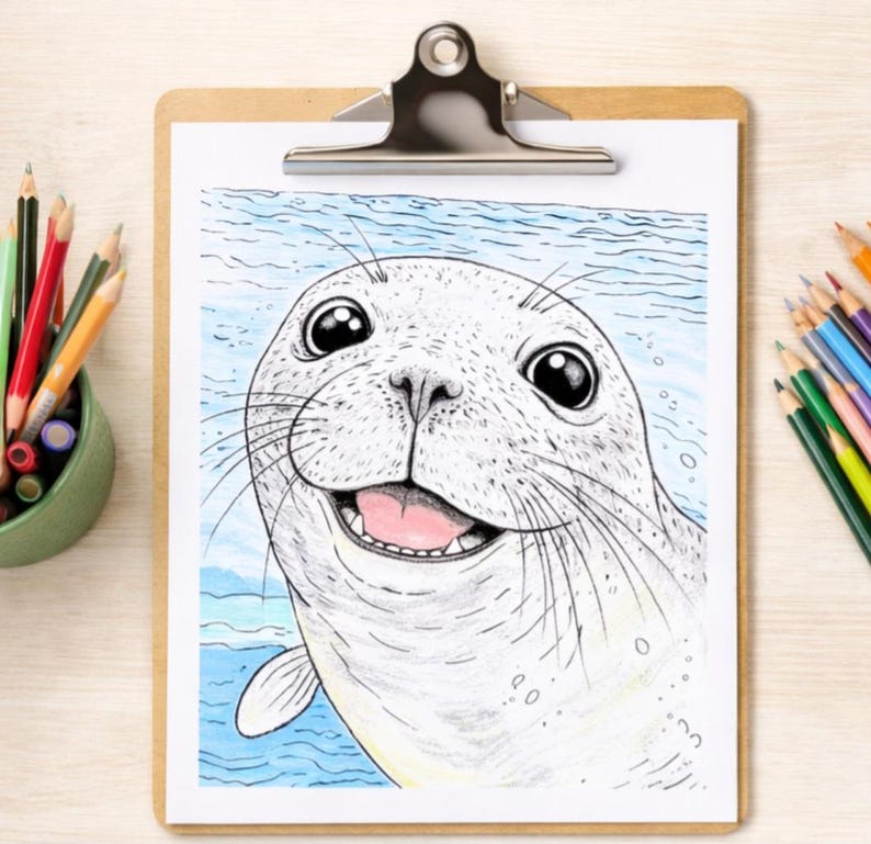 Hawaiian Monk Seal Coloring Page Printable | Cute Ocean Animal Coloring ...