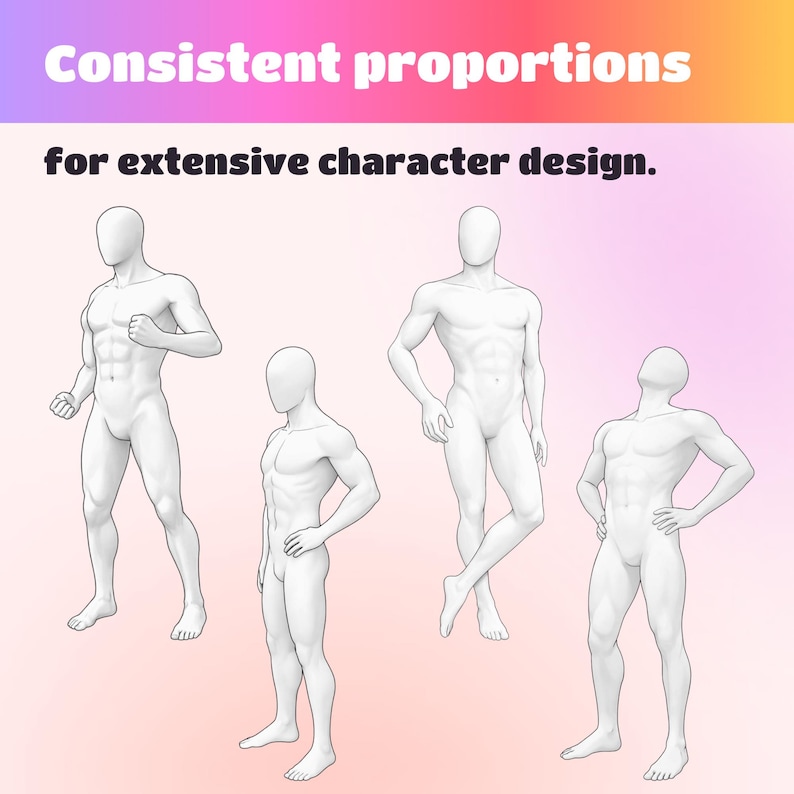 31 Lean Athletic Male Procreate Stamps | Character Design Poses ...