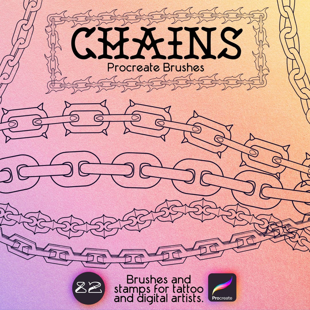 Procreate Chain 82 Chain Procreate Brushes | Old School Trad Tattoo Chains | Digital ...