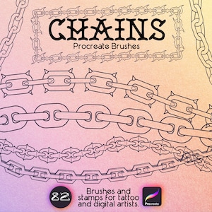 82 Chain Procreate Brushes | Old School Trad Tattoo Chains | Digital Download