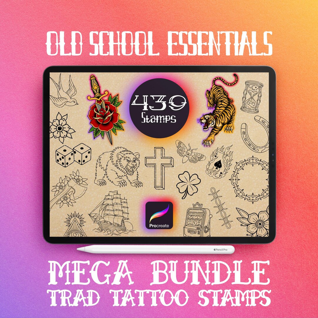 Procreate Old School Tattoo Stamps | 439 American Traditional Classic ...