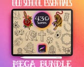 Procreate Old School Tattoo Stamps | 439 American Traditional Classic Motifs | Tattoo Reference Digital Download