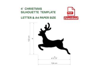 4ft Antlered Reindeer Template PDF | Printable Woodworking Pattern | Christmas Yard Display | Instant Download