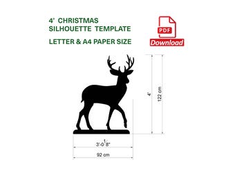 4ft Doe Reindeer Template PDF | Printable Christmas Silhouette Template | Yard Decor Pattern | Instant Download