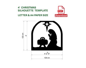 Christmas Nativity Template PDF | Printable Trace & Cut Stencil | Nativity Scene | Instant Download
