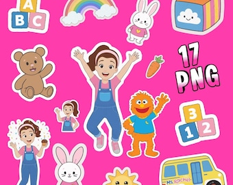 Miss Rachel Birthday Party PNG Clipart, Cake Toppers & DIY Party Decor, Kids Birthday Printables, Girls Party PNG, 17 Files