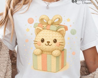 Yarn Cat Birthday PNG | Pastel Crochet Kitty Clipart (Digital Download)