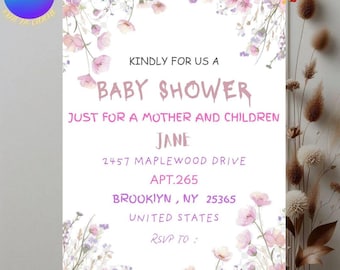 Blush Pink Schleifen-Babyparty-Einladung | Coquette Girl (Canva Template)