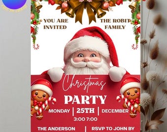 Einladung zu Weihnachten im Grünen | Bearbeitbare Canva Vorlage (Digitale Karte)