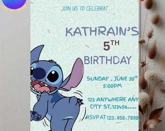 Stitch Geburtstagseinladung Vorlage | Kids Party - Printable (Canva)