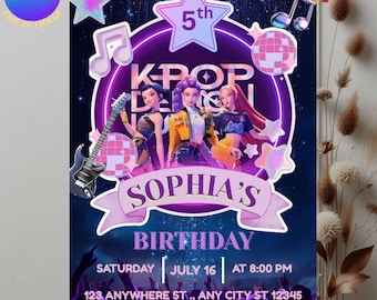 Bearbeitbare KPOP Geburtstagseinladung: Anime Gamer Theme (Digitaler Download)