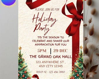 Arbeit Urlaub Party Einladung | Firmen Weihnachtsfeier | Bearbeitbare Kundenwertschätzung einladen | Digitale Karten Vorlage