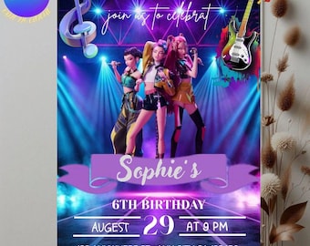 Editierbare Anime Kpop Geburtstagseinladung | Druckbare Canva Vorlage