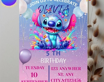 Bearbeitbare Stich-Geburtstagseinladung | Cartoon Pool Party (Digitaler Download)