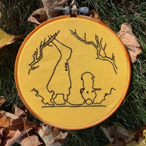 Over The Garden Wall Inspired Embroidered Hoop Wall Art - Woodsman’s Lantern - Greg and Wirt