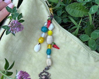 Charm para bolso de cuentas inspirado en la estética veraniega del Mediterráneo italiano, hecho a mano