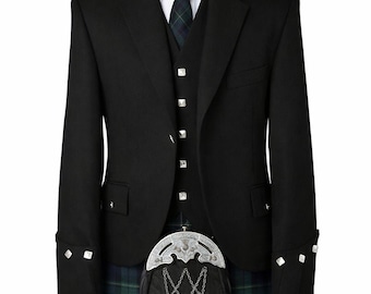Skotsk kiltkavaj med argylemönster och väst med 5 knappar för män, formellt bröllop, kiltkavaj, bröststorlekar 86-132 cm