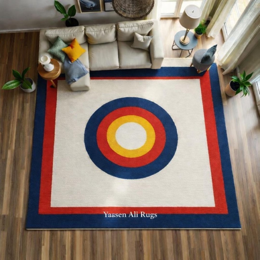 Modern Geometric Circle Area Rug, Abstract Round Pattern Rug, Colorful ...