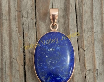 ラピスラズリ ブルーストーンペンダント 925スターリングシルバー ローズゴールドメッキ ハンドメイド クリスマスギフトジュエリー 女性用
