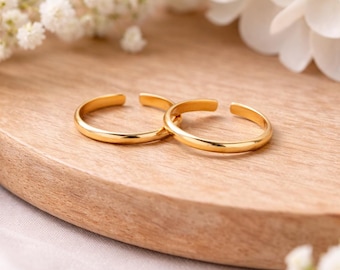 Ensemble de bagues d'orteil pour femme, plaqué or 18 carats, bagues d'orteil réglables Bijoux de pied minimalistes