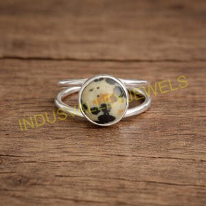 Dalmatian Jasper Gemstone Ring 925 Sterling Silver Handmade  Anniversary Gift Jewelry for Women