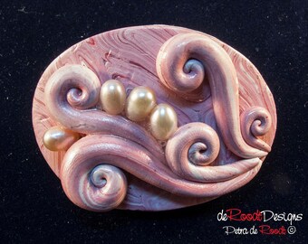 Pink Hair Clip with Swirls and Pearls