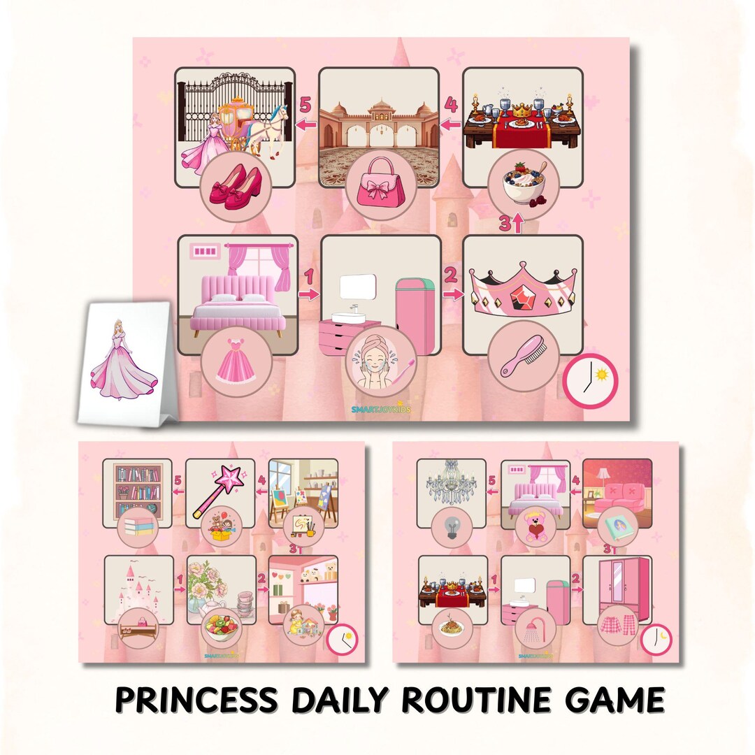Princess Daily Routine Board Game | Morning, After School & Bedtime ...
