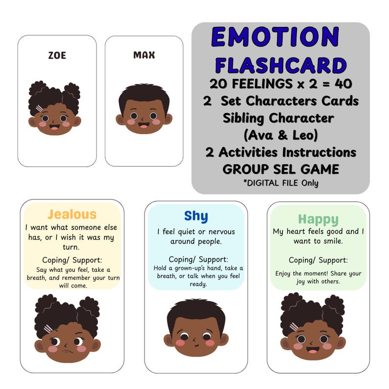 20 Emotions SEL Printable | Behavior Support Feeling Flashcards| 2 ...