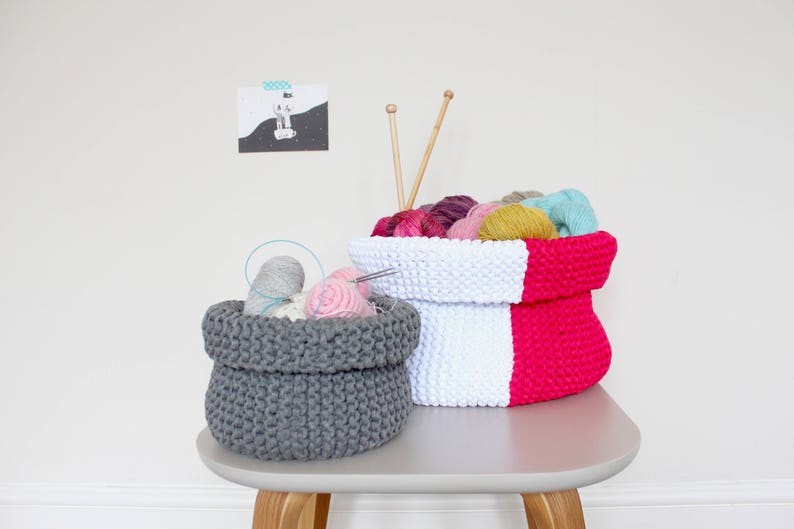 Yarn Storage Basket Knitting Pattern PDF Small Large Etsy
