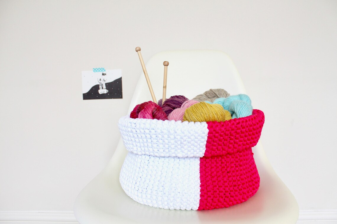 Yarn Storage Basket Knitting Pattern PDF Small Large Etsy