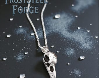Crow Skull Necklace Gothic Pendant Bird Jewelry Fashion Accessory Statement Wearable Mystic Inspired