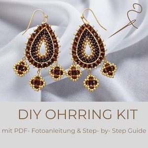 DIY Bruine Oorbellen Set - Maak je eigen hangende oorbellen, PDF-instructies en materialen inbegrepen, hoogwaardige set voor volwassenen, beginnersvriendelijk