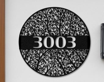 Custom Tree of Life Address Sign, Metal House Number Plaque