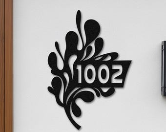 Custom Metal house numbers,Customizable Abstract Splash laser-cut Black outdoor wall art,street sign housewarming gift,Large address signage
