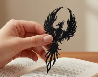 Phoenix Bookmark Metal , Rising Phoenix Laser Cut Page Marker for Books , Dark Academia Book Lover Gift , Gift for Him or Her