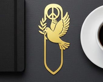 Christian Bookmark Metal , Dove Peace Sign Laser Cut Page Marker , Bible Bookmark , Spiritual Book Lover Gift for Her or Him