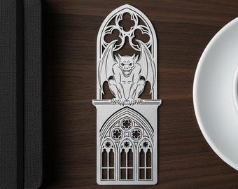Gargoyle Metal Bookmark, Dark Academia Page Holder, Gothic Book Lover Gift, Black Laser Cut Metal Page Marker, Unique Gift for Readers