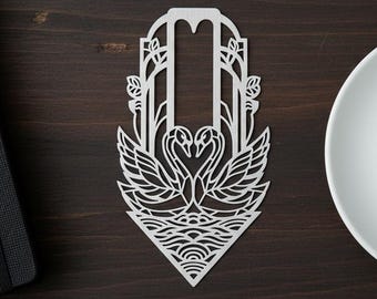 Metal Swan Bookmark, Art Nouveau Love Birds Page Holder for Books, Romantic Gift for Her, Unique Book Lover Gift for Women