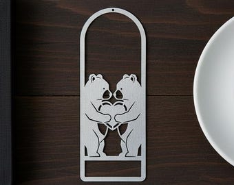 Custom Bear Bookmark , Personalized Metal Two Bears Heart Page Holder , Book Lover Gift for Her , Valentines Gift for Readers